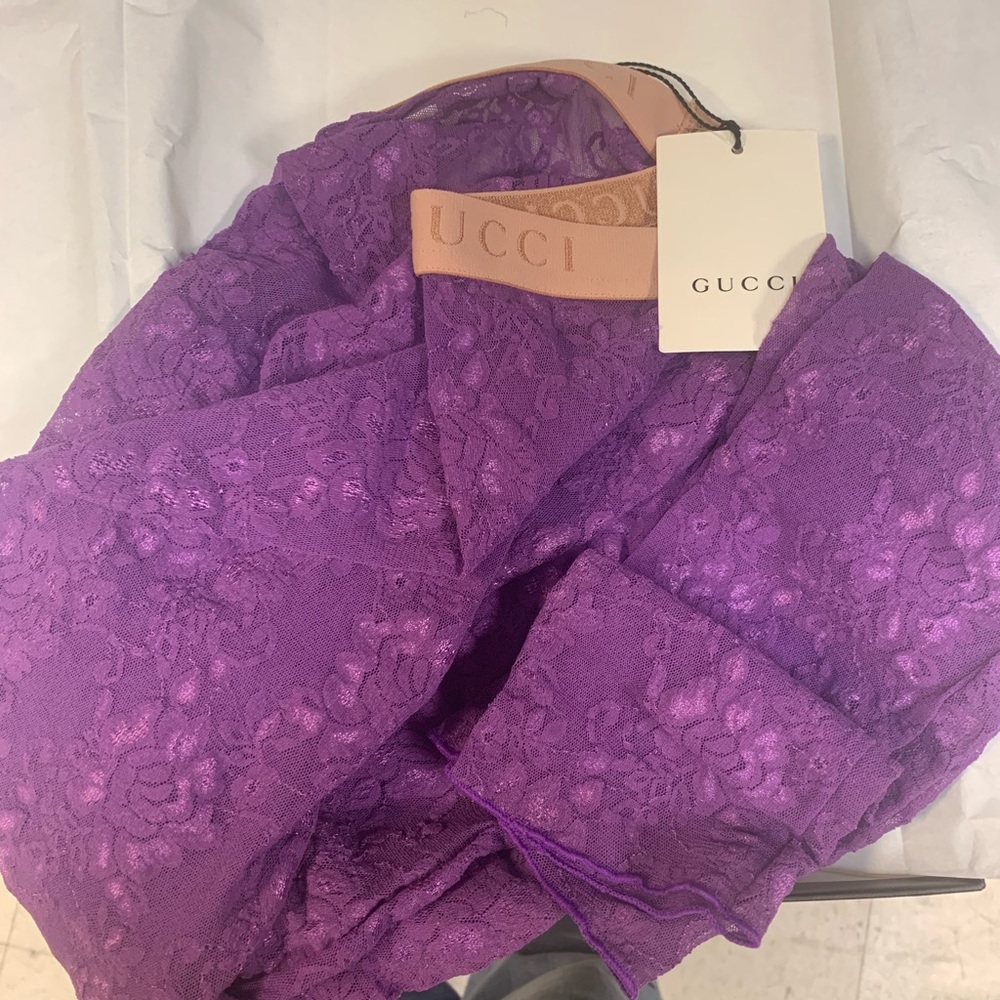 NWT Gucci Tights Purple Plussy GG
